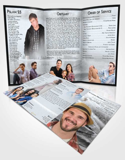 Obituary Template Trifold Brochure Freedom Summer Waves