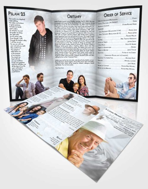 Obituary Template Trifold Brochure Freedom Water Droplet