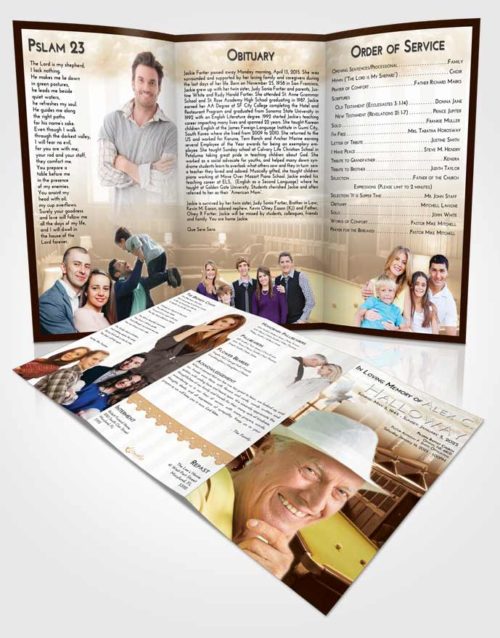 Obituary Template Trifold Brochure Golden Billiards Journey