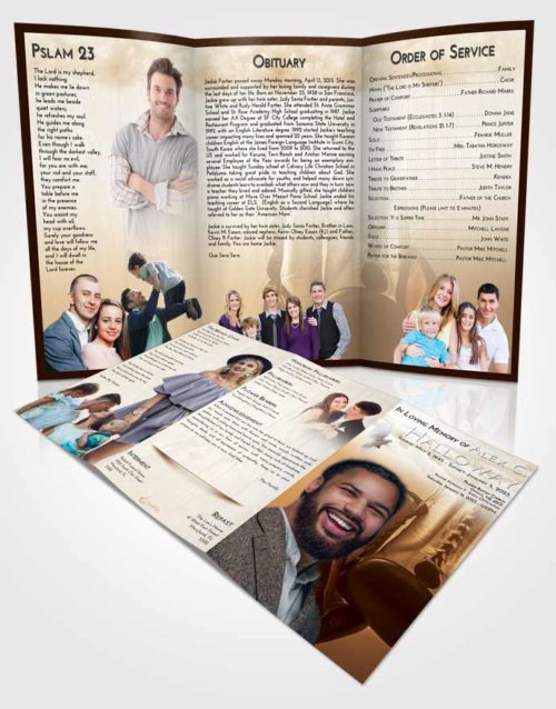 Obituary Template Trifold Brochure Golden Boxing Day