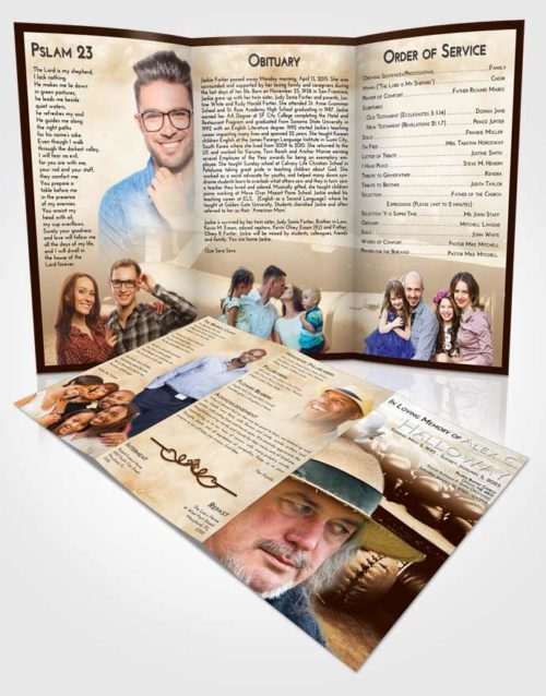 Obituary Template Trifold Brochure Golden Boxing Life