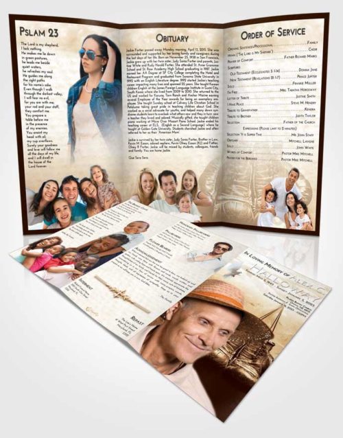 Obituary Template Trifold Brochure Golden Boxing Victory
