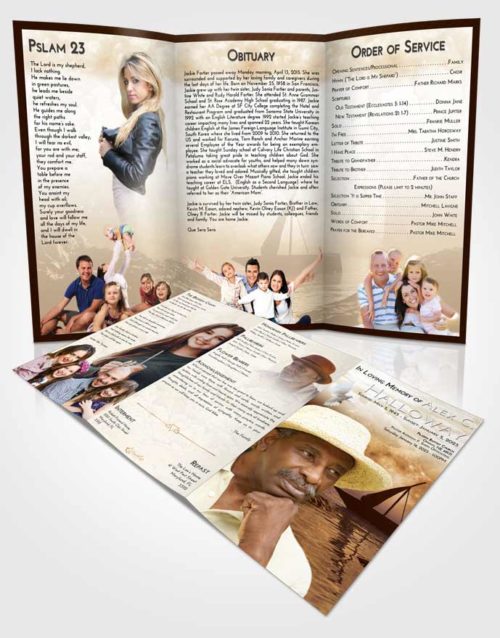 Obituary Template Trifold Brochure Golden Calm Waters