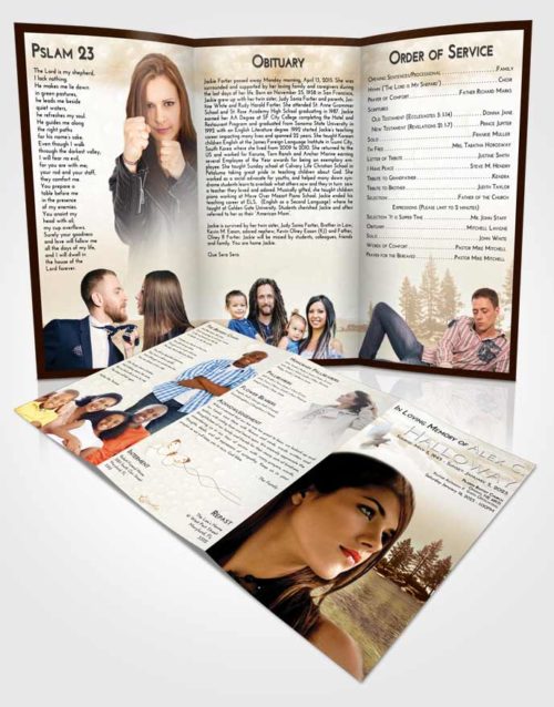Obituary Template Trifold Brochure Golden Coral Waters