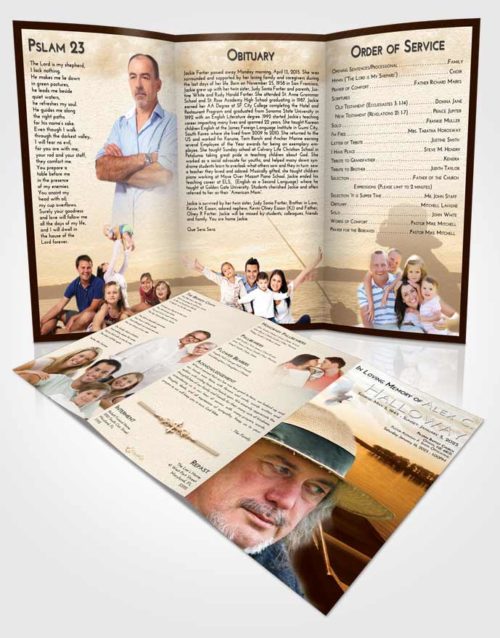 Obituary Template Trifold Brochure Golden Fishing Desire