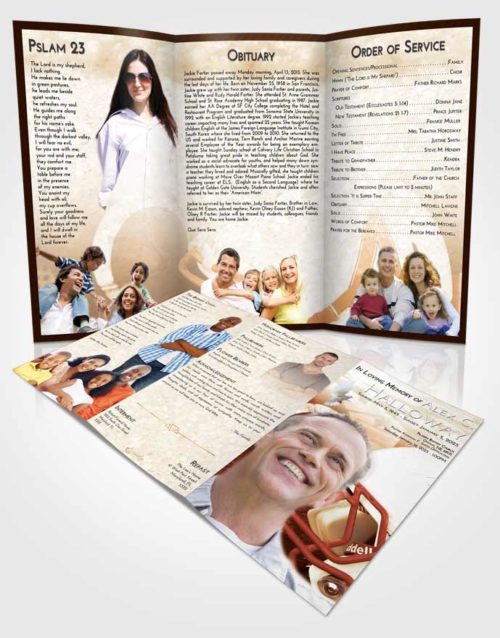 Obituary Template Trifold Brochure Golden Football Party
