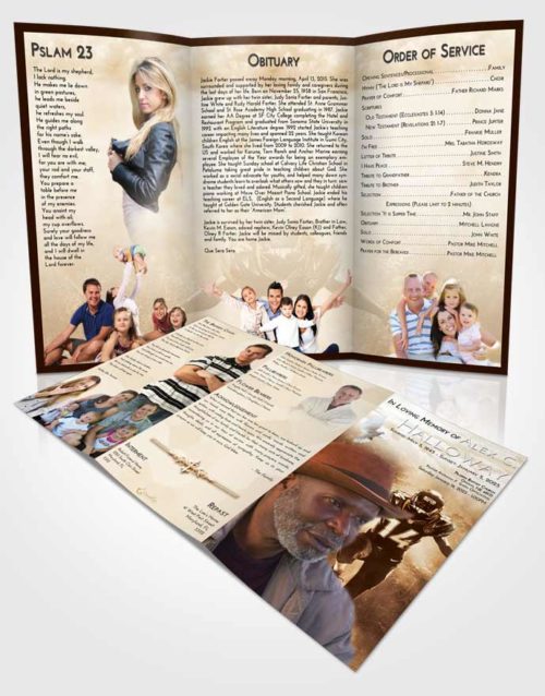Obituary Template Trifold Brochure Golden Football Serenity