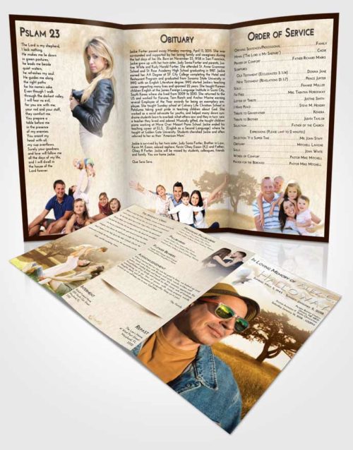 Obituary Template Trifold Brochure Golden Gentle Pasture