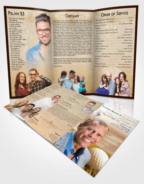 Obituary Template Trifold Brochure Golden Golf Serenity