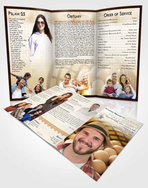 Obituary Template Trifold Brochure Golden Golf Tranquility