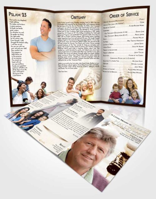 Obituary Template Trifold Brochure Golden Hockey Pride