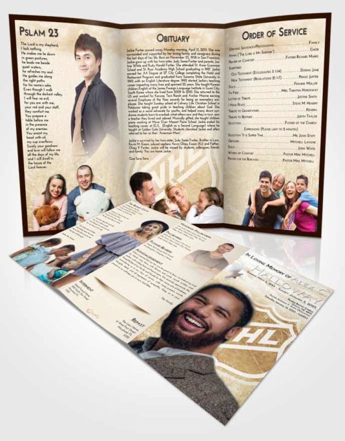 Obituary Template Trifold Brochure Golden Hockey Tranquility