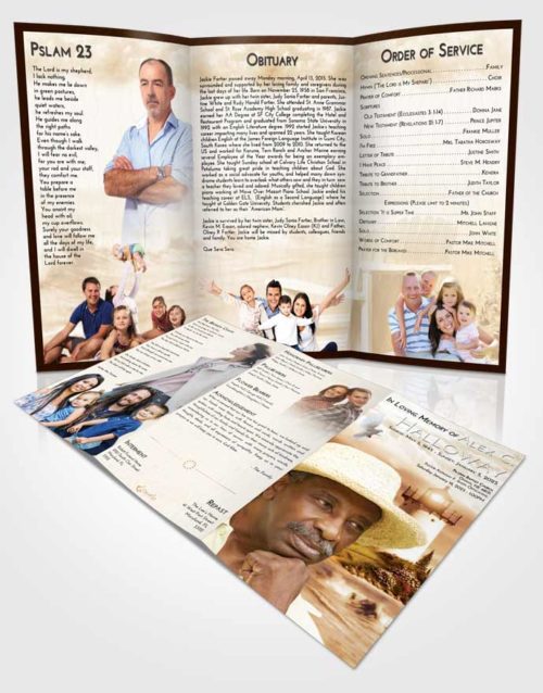 Obituary Template Trifold Brochure Golden Lighthouse Laughter