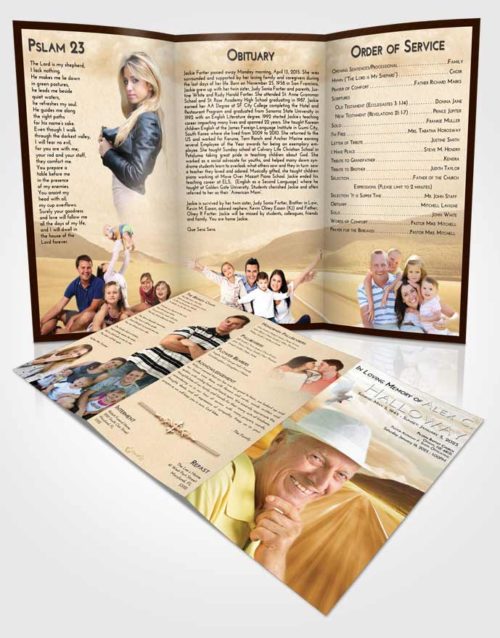 Obituary Template Trifold Brochure Golden Morning Highway