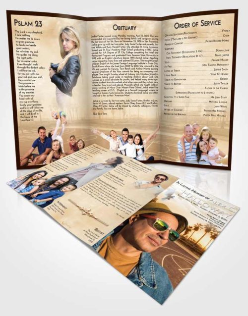 Obituary Template Trifold Brochure Golden On the Court