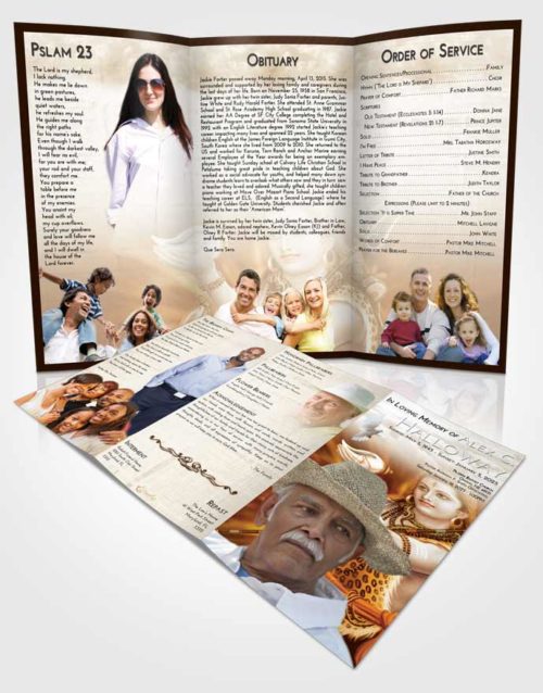 Obituary Template Trifold Brochure Golden Peach Lord Shiva Excellence