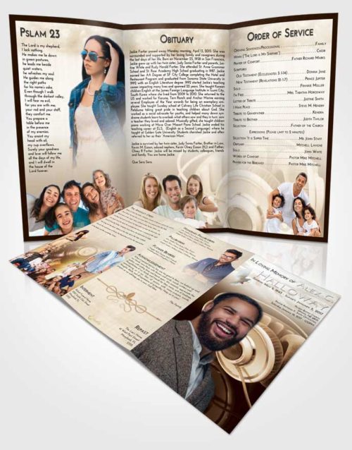 Obituary Template Trifold Brochure Golden Peach Music Alley