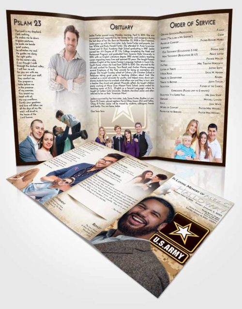 Obituary Template Trifold Brochure Golden Peach United States Army