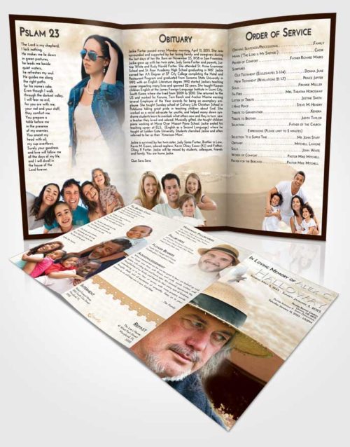 Obituary Template Trifold Brochure Golden Puck of Honor