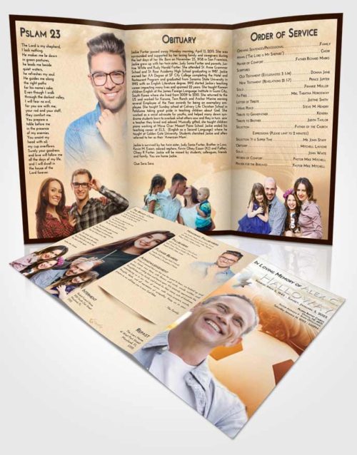 Obituary Template Trifold Brochure Golden Soccer Cleats