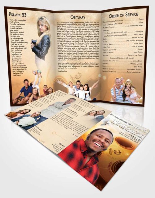 Obituary Template Trifold Brochure Golden Soccer Miracle