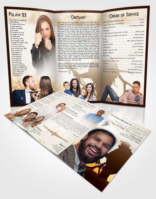 Obituary Template Trifold Brochure Golden The Hunt