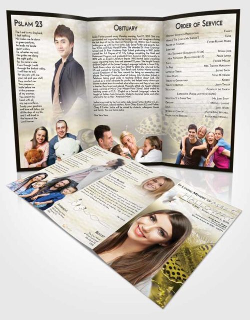 Obituary Template Trifold Brochure Harmony Butterfly Peace