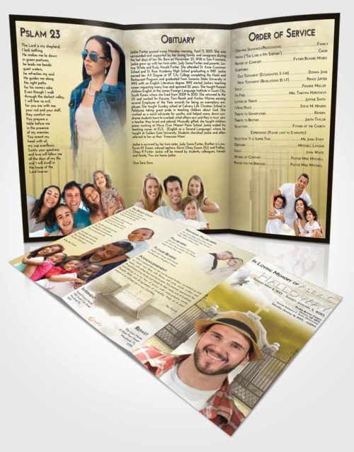 Obituary Template Trifold Brochure Harmony Clear Gates For Heaven