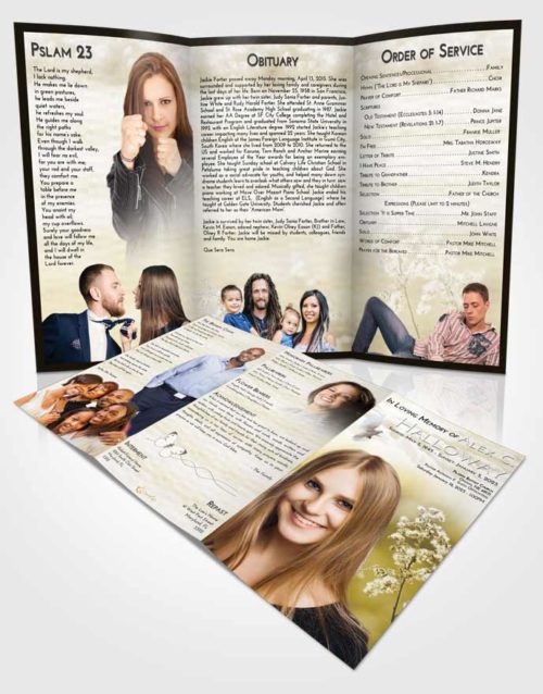 Obituary Template Trifold Brochure Harmony Colorful Spring