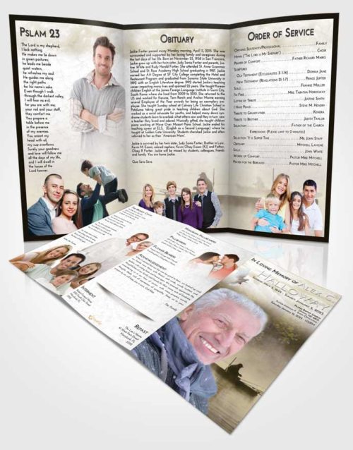 Obituary Template Trifold Brochure Harmony Fishing Tranquility