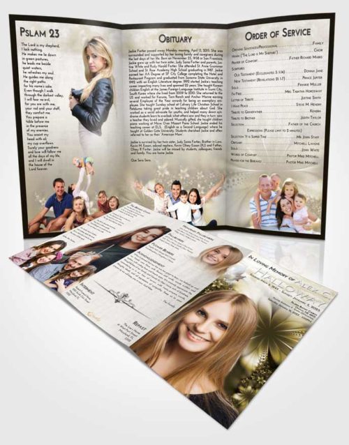 Obituary Template Trifold Brochure Harmony Floral Lust