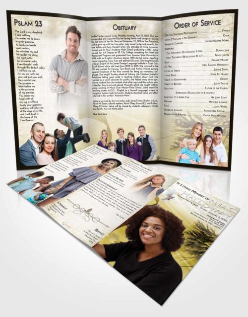 Obituary Template Trifold Brochure Harmony Floral Style