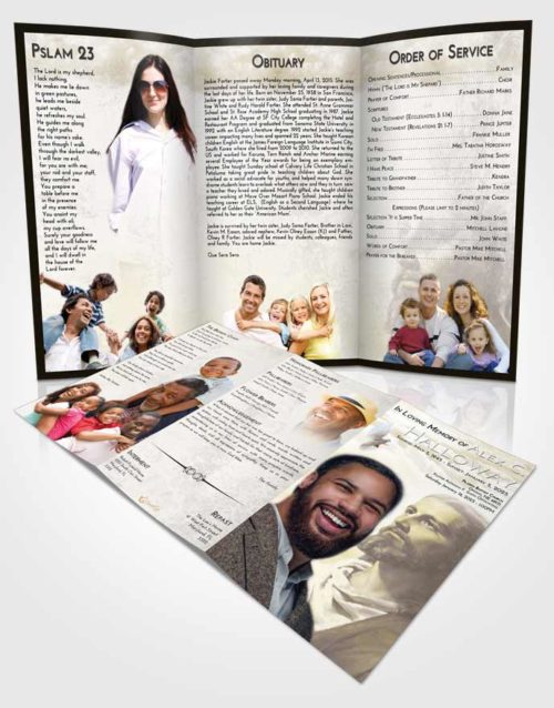 Obituary Template Trifold Brochure Harmony Gaze of Jesus