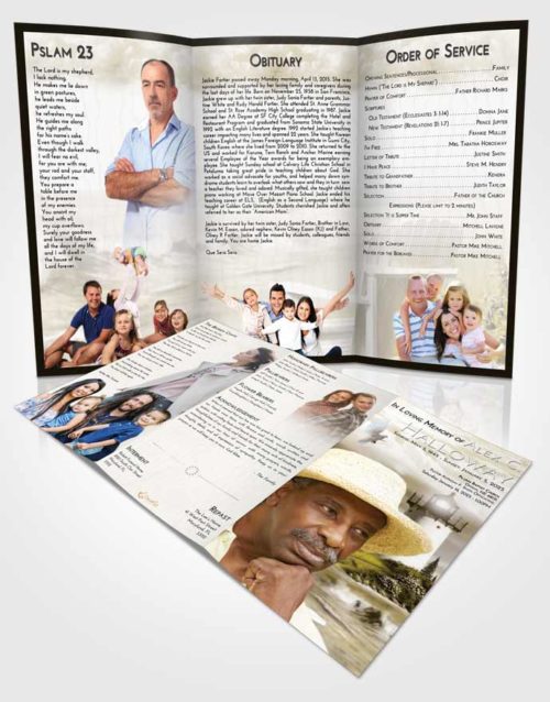 Obituary Template Trifold Brochure Harmony Lighthouse Laughter