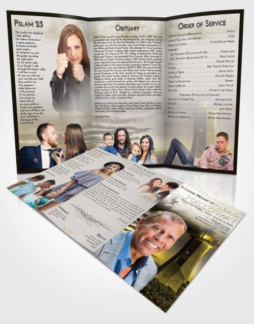 Obituary Template Trifold Brochure Harmony Lighthouse Magnificence