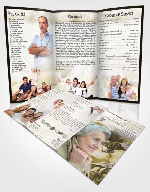 Obituary Template Trifold Brochure Harmony Sewing Love