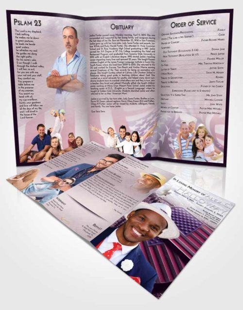 Obituary Template Trifold Brochure Lavender Sunrise American Memory