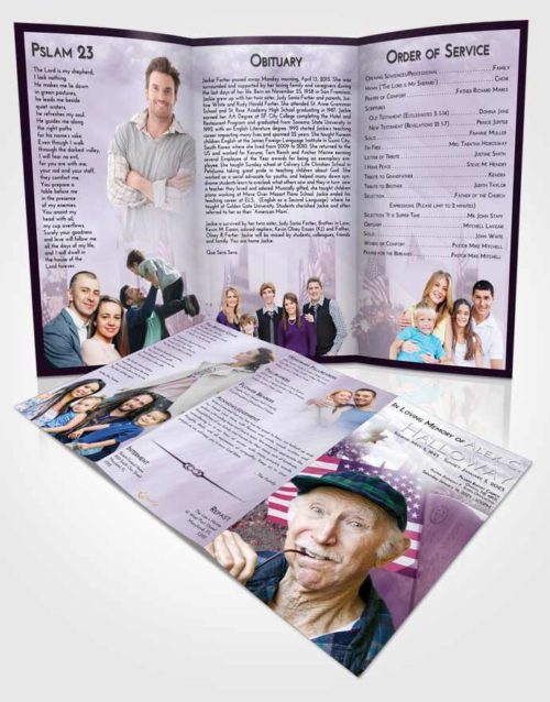 Obituary Template Trifold Brochure Lavender Sunrise American Smile