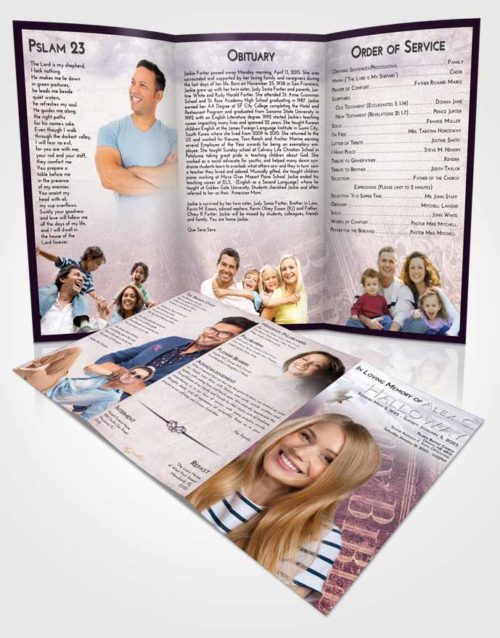 Obituary Template Trifold Brochure Lavender Sunrise Bible Grace