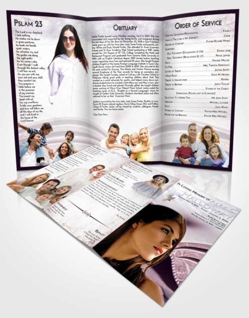 Obituary Template Trifold Brochure Lavender Sunrise Bible Love