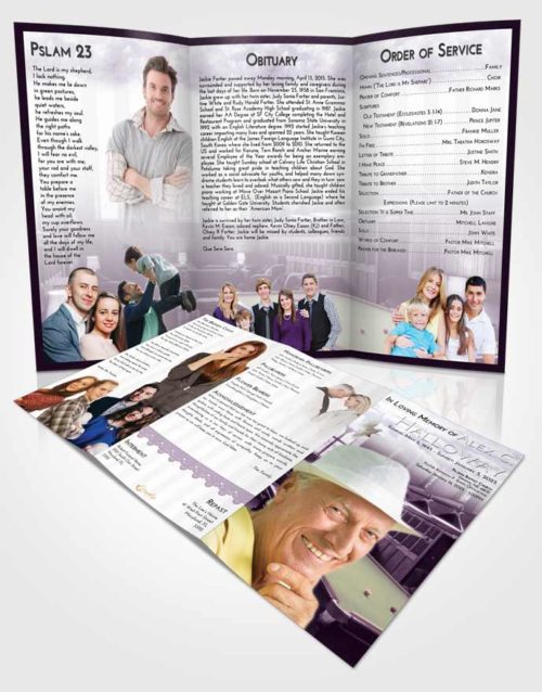 Obituary Template Trifold Brochure Lavender Sunrise Billiards Journey