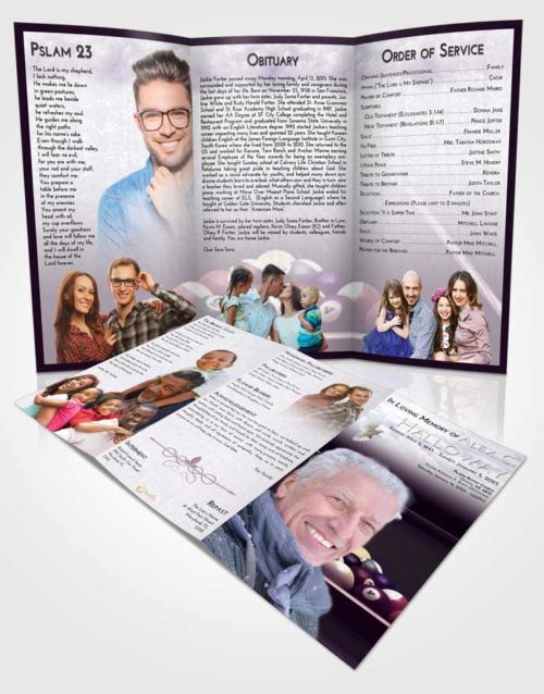 Obituary Template Trifold Brochure Lavender Sunrise Billiards Pride