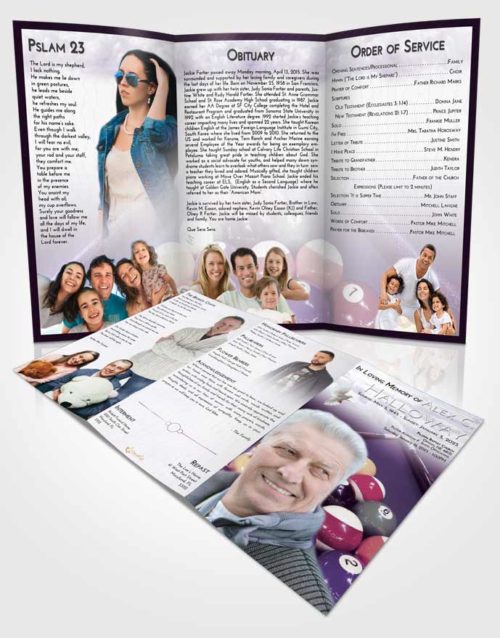 Obituary Template Trifold Brochure Lavender Sunrise Billiards Rack