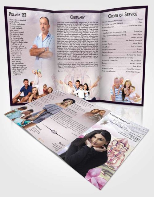 Obituary Template Trifold Brochure Lavender Sunrise Brahma Surprise