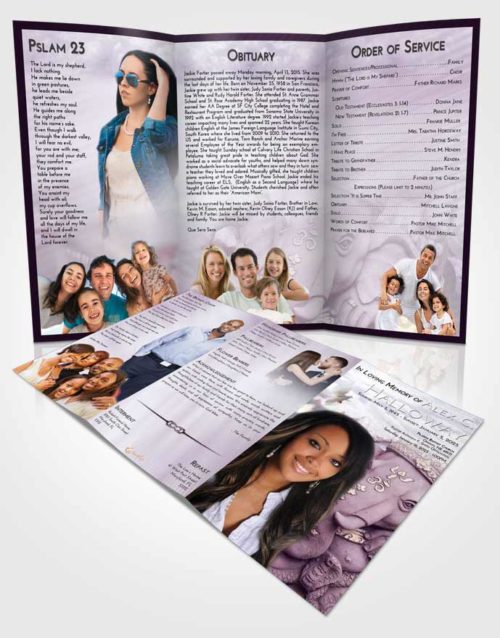 Obituary Template Trifold Brochure Lavender Sunrise Ganesha Divinity