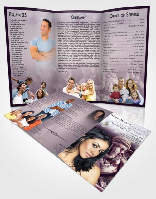 Obituary Template Trifold Brochure Lavender Sunrise Ganesha Surprise