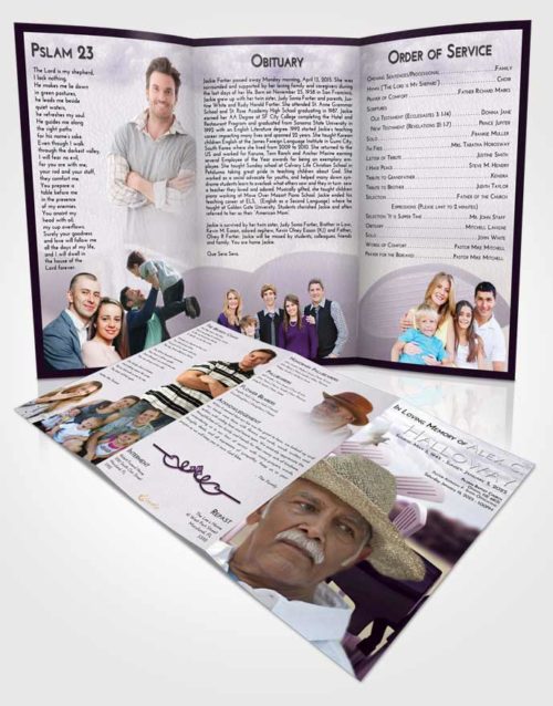 Obituary Template Trifold Brochure Lavender Sunrise Golf Fairway