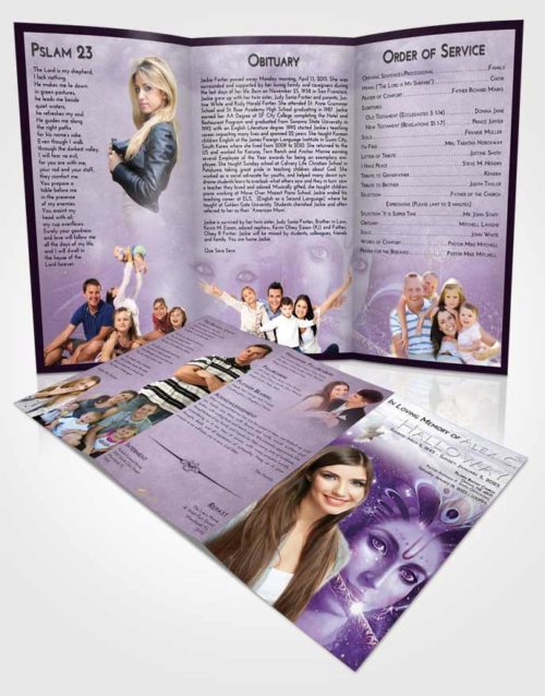 Obituary Template Trifold Brochure Lavender Sunrise Hindu Desire
