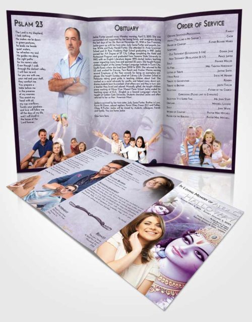 Obituary Template Trifold Brochure Lavender Sunrise Hindu Majesty