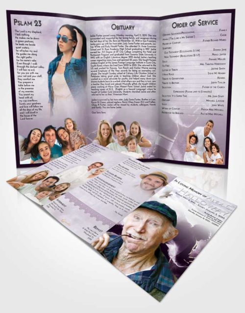 Obituary Template Trifold Brochure Lavender Sunrise Hockey Paradise